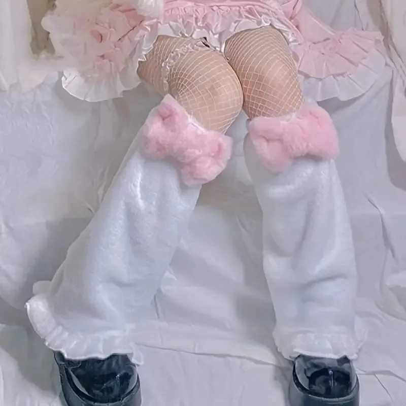 

1 пара однотонных плюшевых женских носков с галстуком-бабочкой, комплект ножек Лолиты, мягкие удобные универсальные носки JK на четыре сезона ﻿