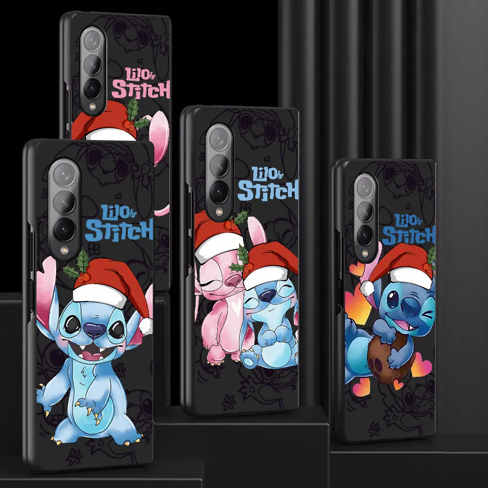 Disney Stitch Christmas Case for Samsung Galaxy Z Fold4 5G Z Fold5 5G Z Fold6 ZFold4 Z Fold3 Black Shell Shockproof Cover