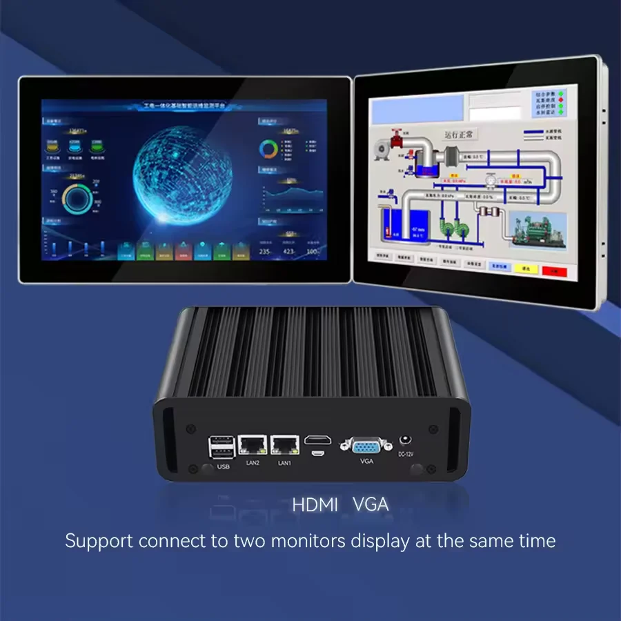 Fanless Industrial Mini Computer Intel i7 Processor 256GB Storage Dual Gigabit LAN Multiple Interfaces Aluminum Alloy Chassis
