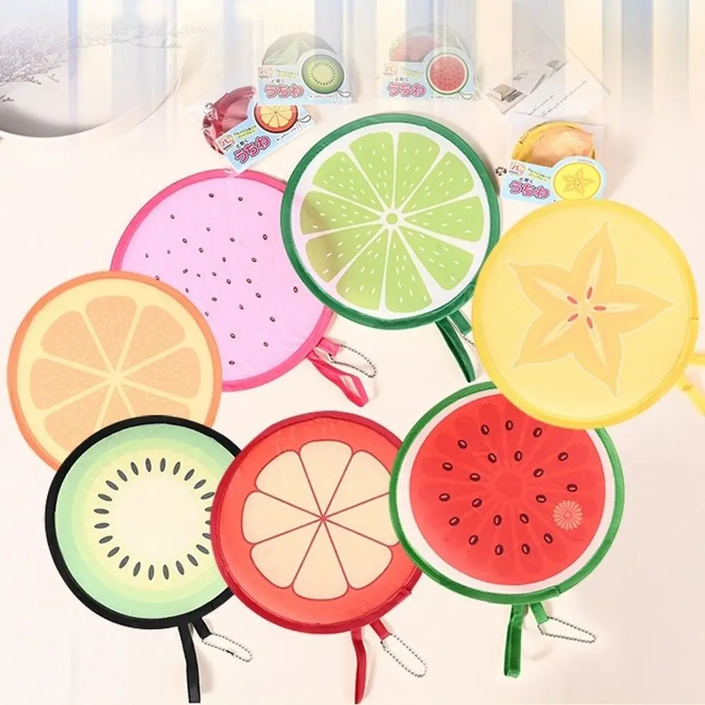 Cute Portable Round Foldable Hand Fans Cartoon Foldable Design Pocket Fans Round Shape Fruit Style Cooling Fans Summer Events