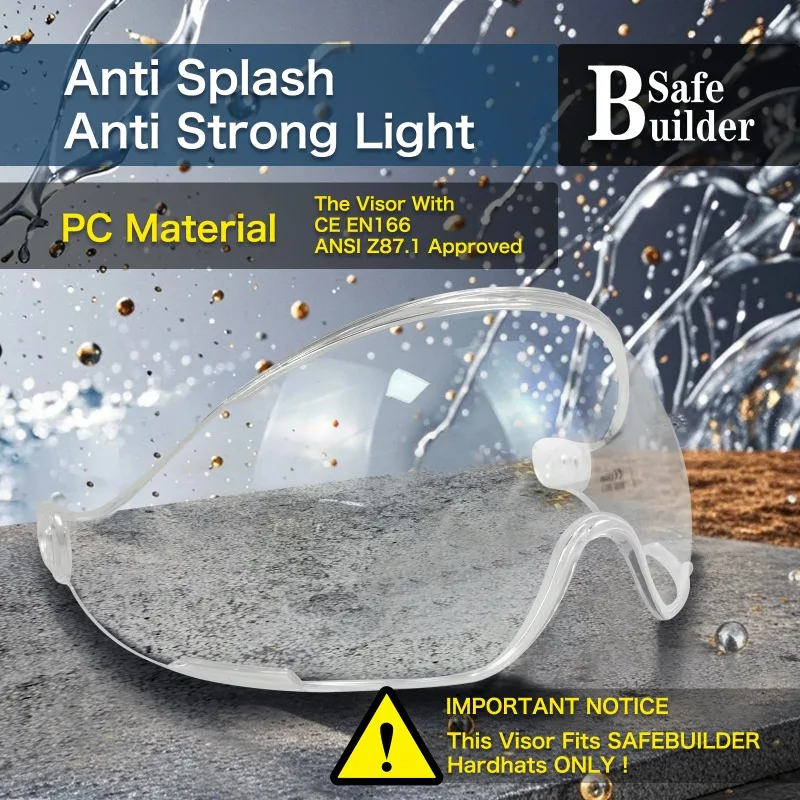 

PC Safety Visor Safety Goggles Helmet Type Use Together With Safety Hard Hat CE EN166 ANSI Z87.1 Eyes Protection Work Industrial