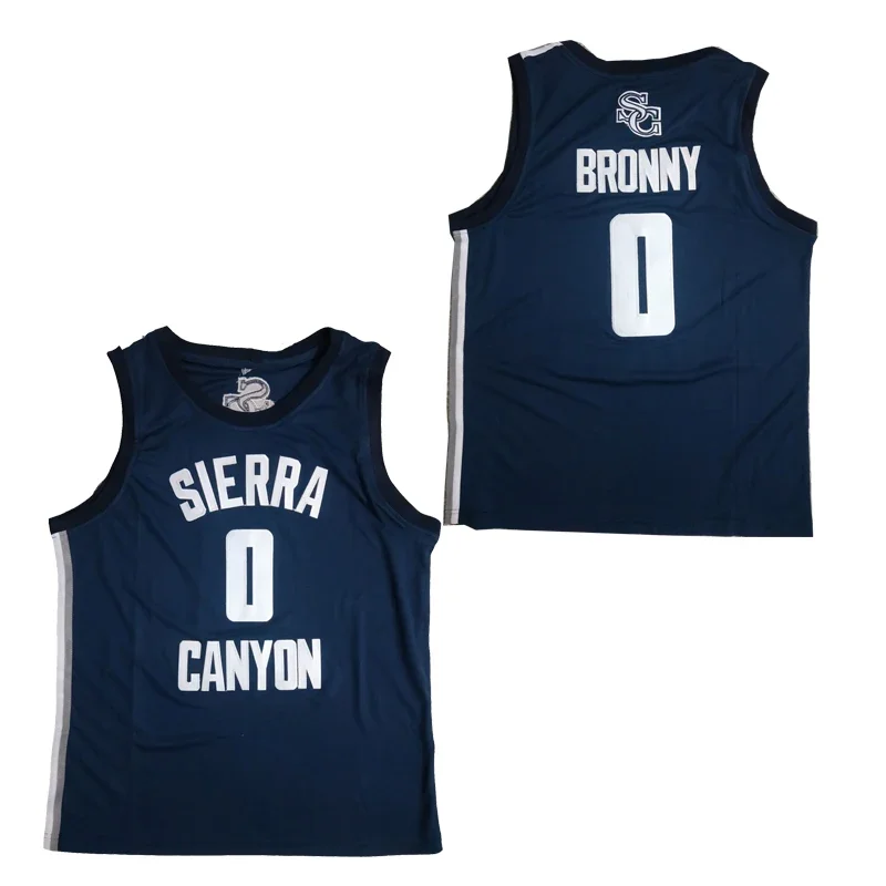 Basketball Jerseys SIERRA CANYON 0 BRONNY Jersey Sewing Embroidery High-Quality Outdoor Sports Hip Hop Five Star Blue 2023 New