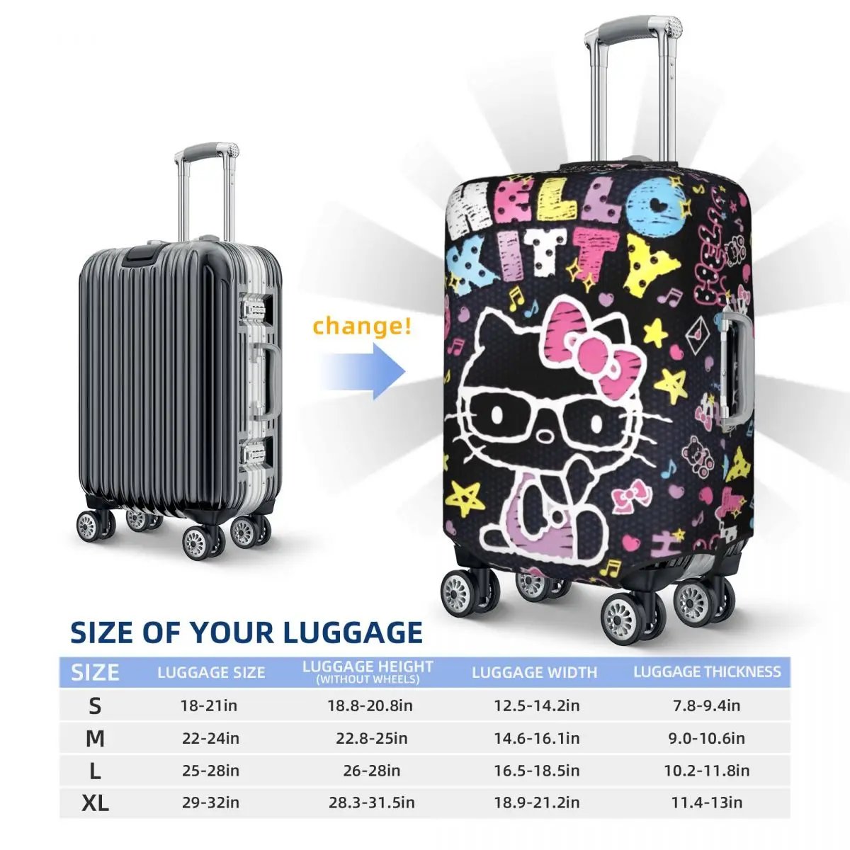 غطاء حقيبة هالو كيتي جرافيتي، غطاء حماية لرحلة الرحلات البحرية، حقيبة أمتعة مرنة للعطلات