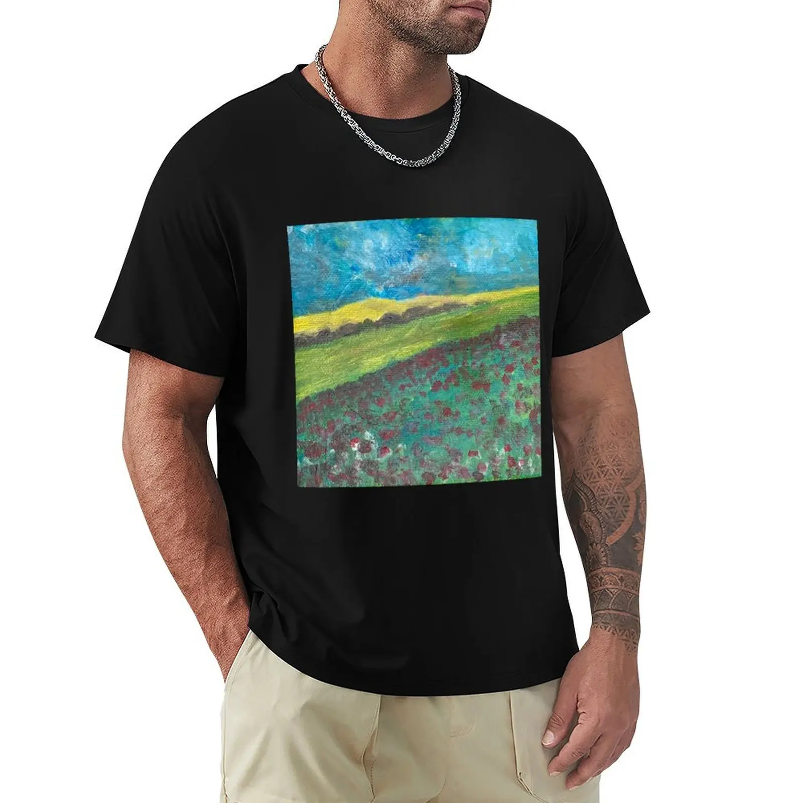 Fields Over There T-Shirt Casual Basic Short Sleeve T-Shirt