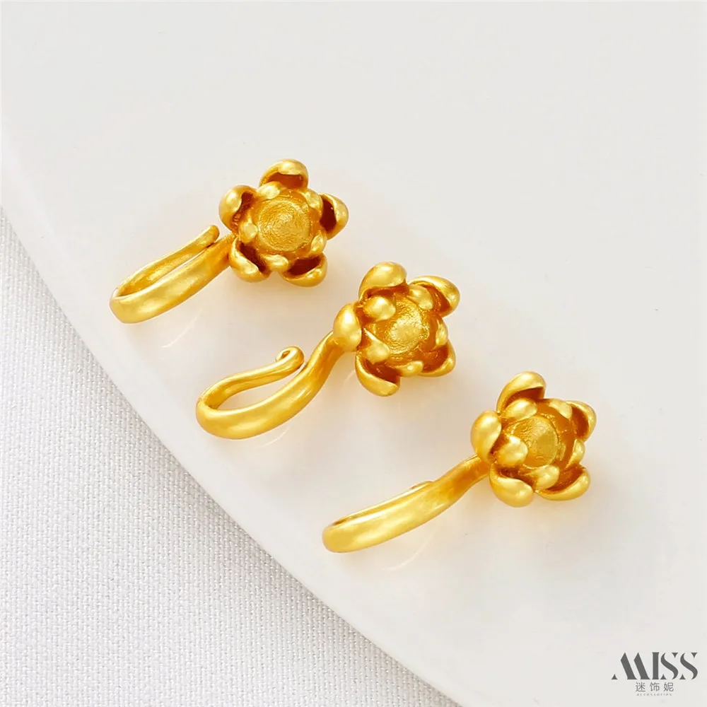 18K Gold-plated Matte Gold Lotus Hook Buckle S Buckle Movable Mouth Ruyi Connection Buckle DIY Bracelet Necklace Accessories