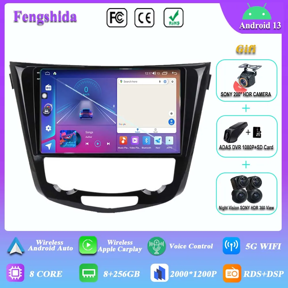 

Android 13 Car Dvd Radio Multimedia Player For Nissan X-Trail Xtrail X Trail 3 T32 2013 - 2017 Qashqai 2 J11 GPS Navigation 2din