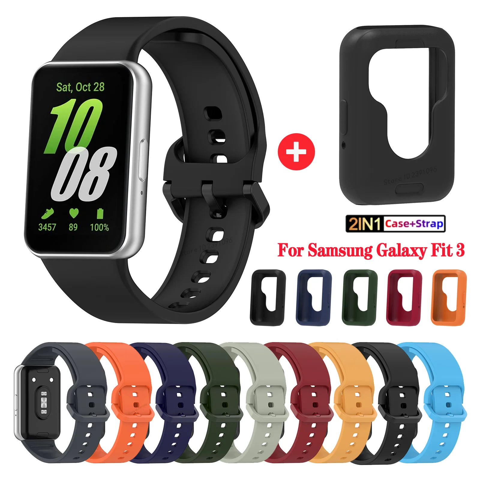 Pulseira de Silicone para Samsung Galaxy Fit 3, Pulseira Esportiva Substituta para Galaxy Fit3, Acessórios para Pulseira