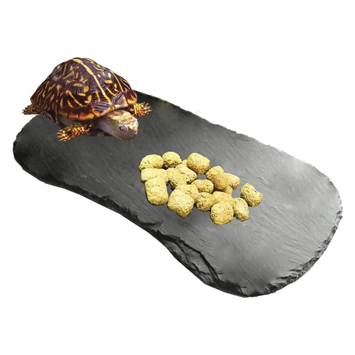 Reptile Basking Platform,11''X5.5'' Tortoise Rock Plate Feeding Food Bowl Dish Feeding Turtle Bathing Resting Platform