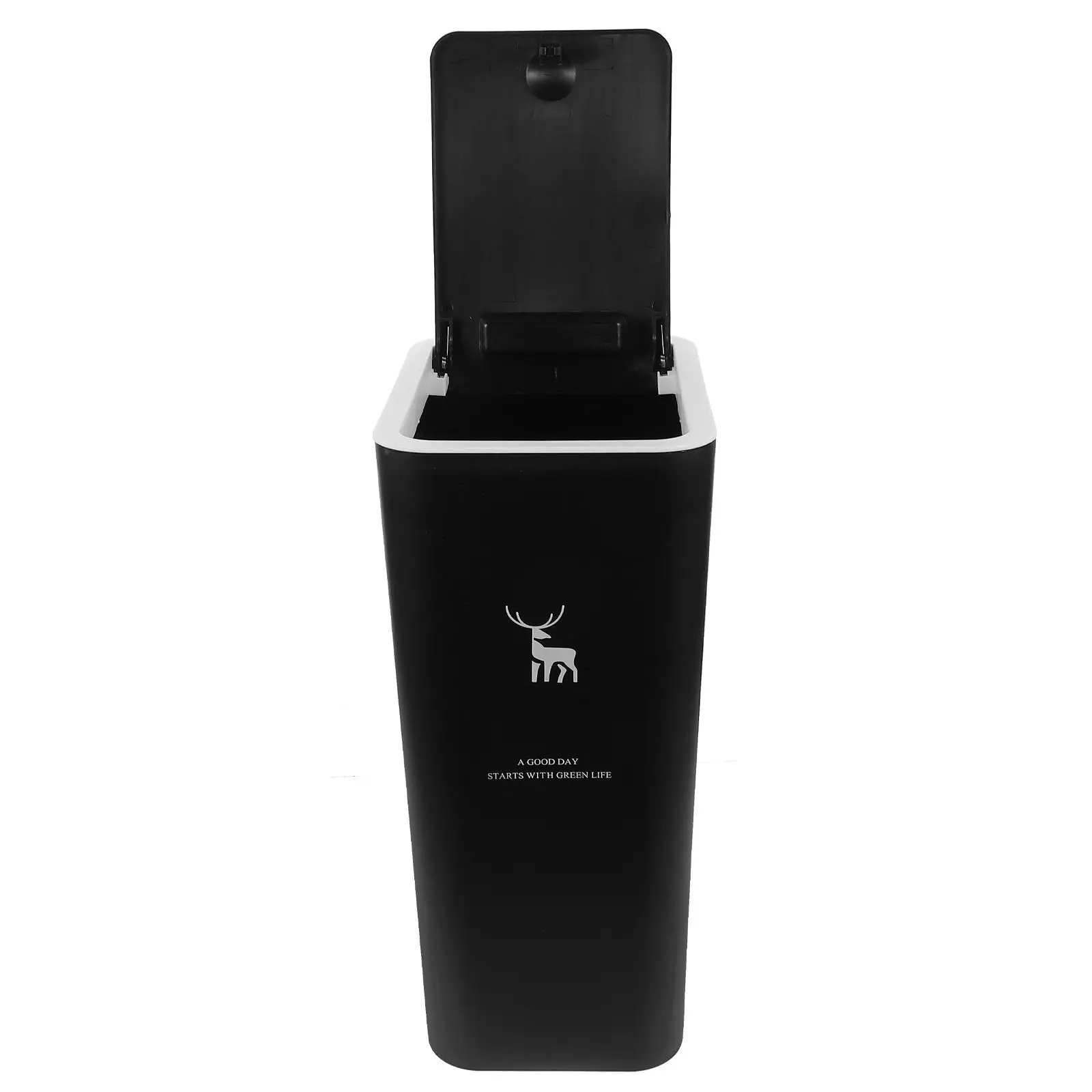 

Press type Trash Can 10L White Deer Print 22x15.5x33 Slim Kitchen Bathroom Waste Bin Large Capacity Household Garbage Bucket