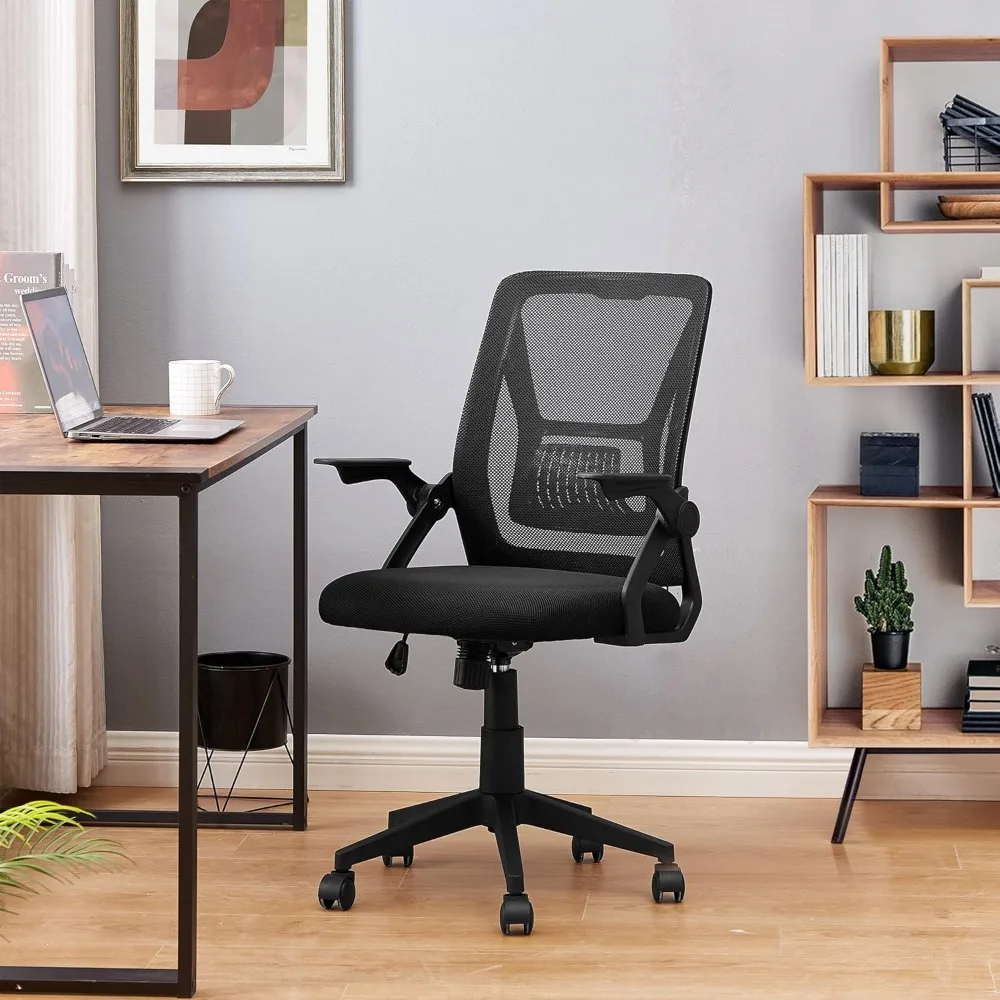 Mid-Back Swivel Ergonomic Office Chair with Adjustable Arms, Mesh Lumbar Support