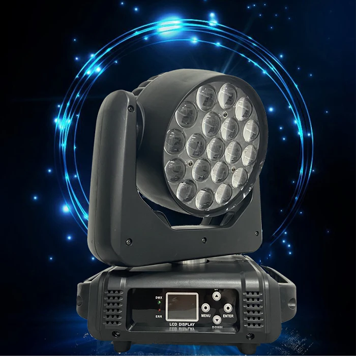 LED Moving Head Light 4-in-1 19x15W RGBW Zoom Lighting DXM ist geeignet für DJ Disco Bar Party Bühnenbeleuchtungsausrüstung. – Detail 1