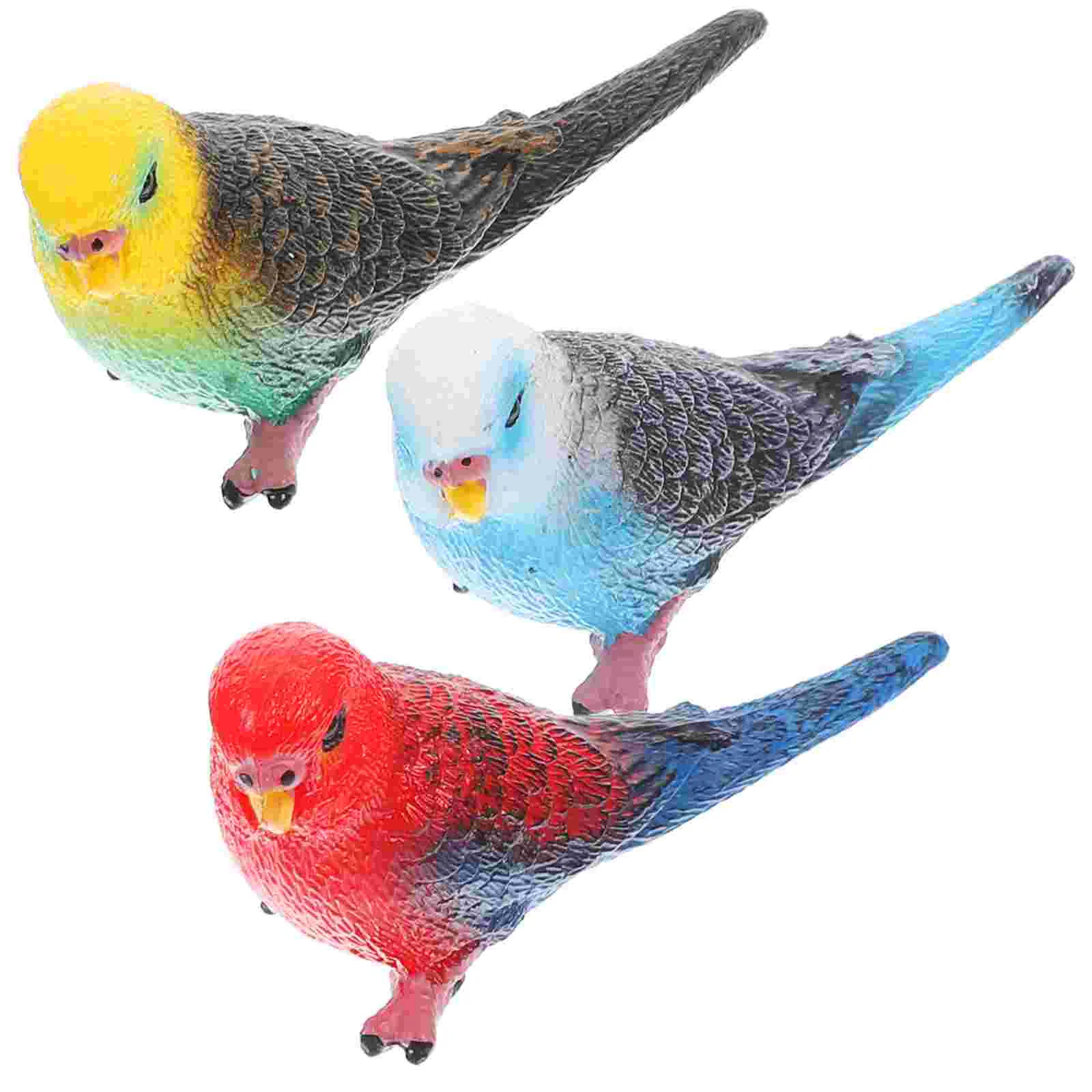 3 Pcs Lifelike Parrot Figurines Set Green Static naments Plastic Bird Decor Yard Garden Table Patio Easy