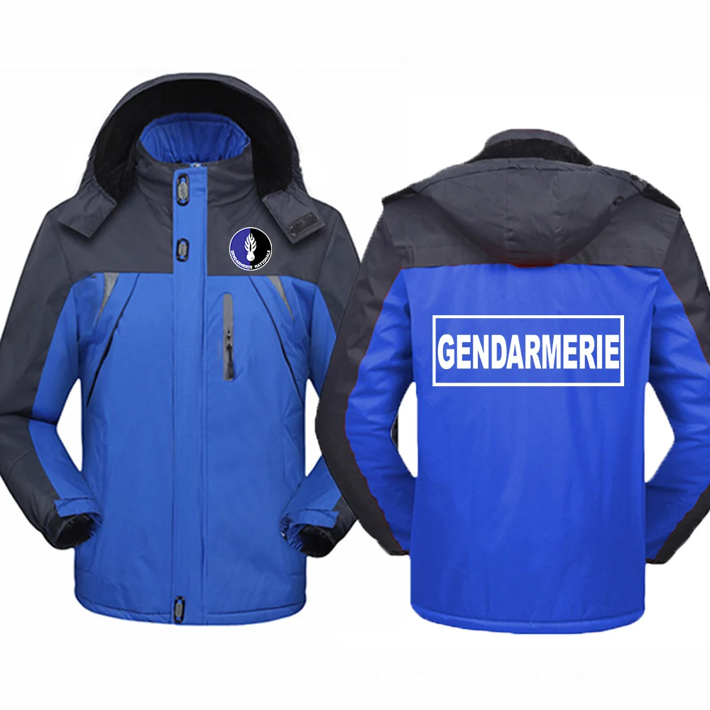 Winter Jacket Men Cotton Padded 2022 French Police Gendarmerie Warm Parka Coat Casual Hooded Fleece Long Male Windbreaker Tops