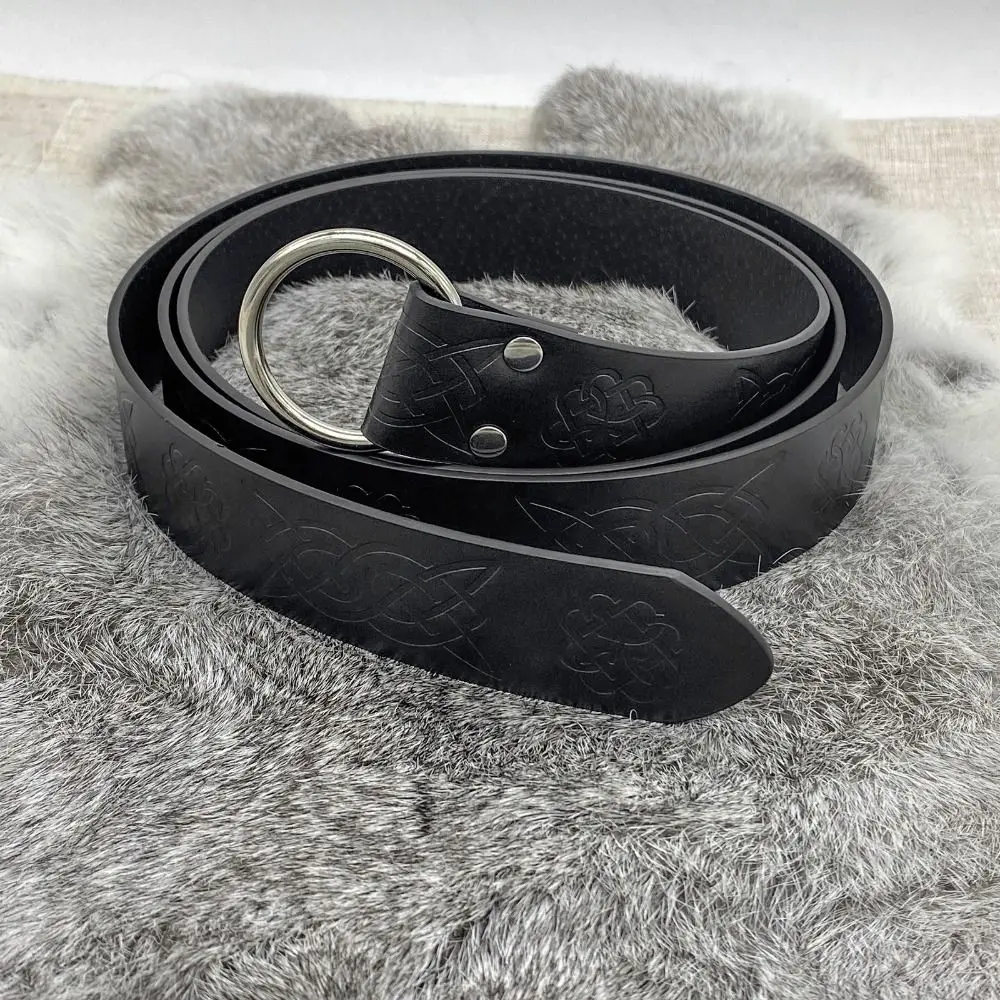 PU Leather Medieval Cintura, Viking Renaissance Belt, Impressão Em Relevo Retro, Celtic Knight, Foto Prós