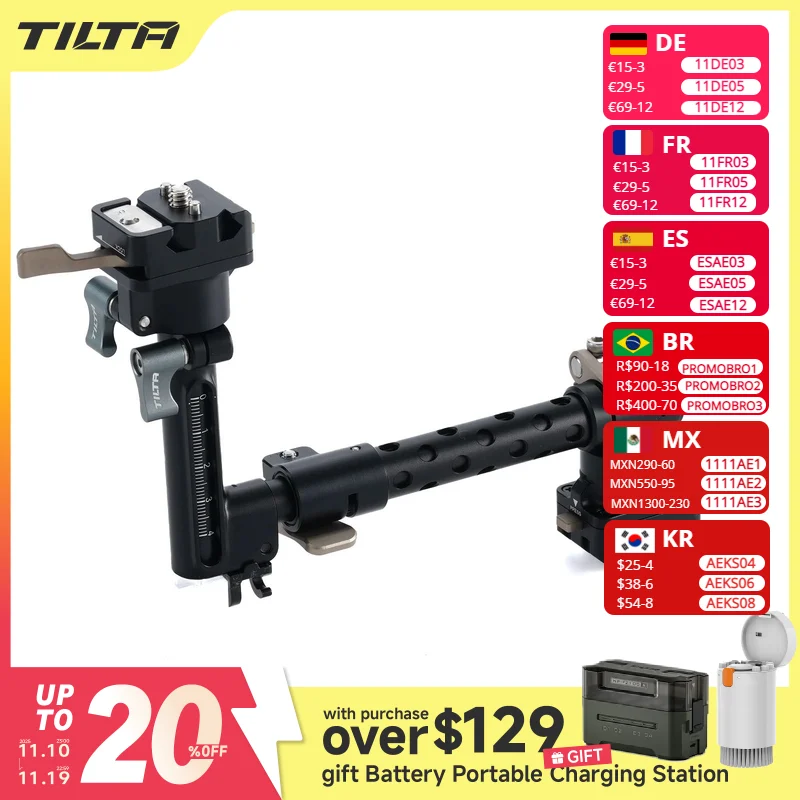 Tilta TA-EEB-B EVF Extension Bracket compatible with BMPCC 6K Pro Camera Cage
