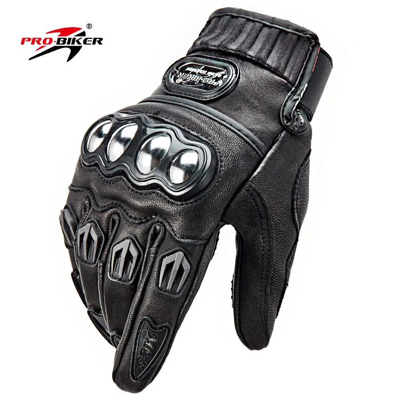 PRO-BIKER MCS-06 Genuine Leather Sheepskin Motorcycle Gloves All Finger Stainless Steel Protective Case Motorcycle Leather Glove