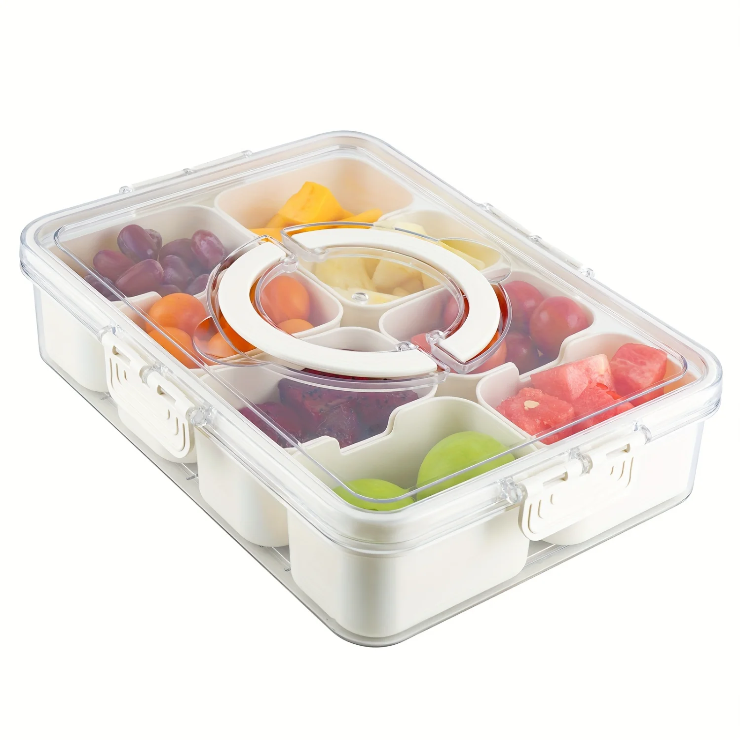 

8-Compartment Stackable Food Tray With Lid - Detachable, Multi-Use Snack & Salad Organizer For And Dining