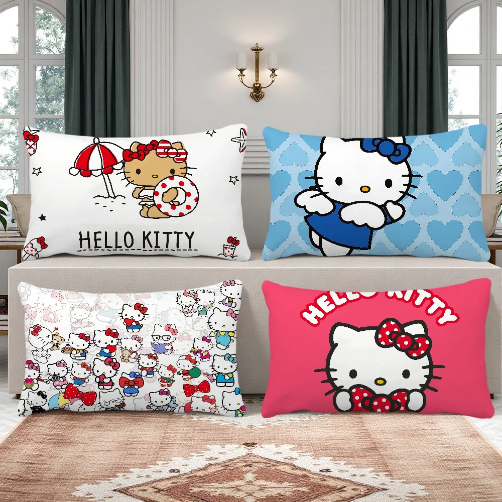 غطاء الوسادة وسادة مستطيلة لطيفة غطاء SRO أريكة المنزل الكرتون المعيشة القط غرفة الفن مكتب مقهى h-HelloKitty المخدة #1