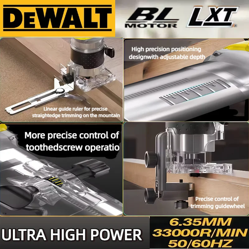 Dewalt 33000rpm aparador elétrico sem escova sem fio máquina de aparar madeira roteador fresagem gravura entalho máquina