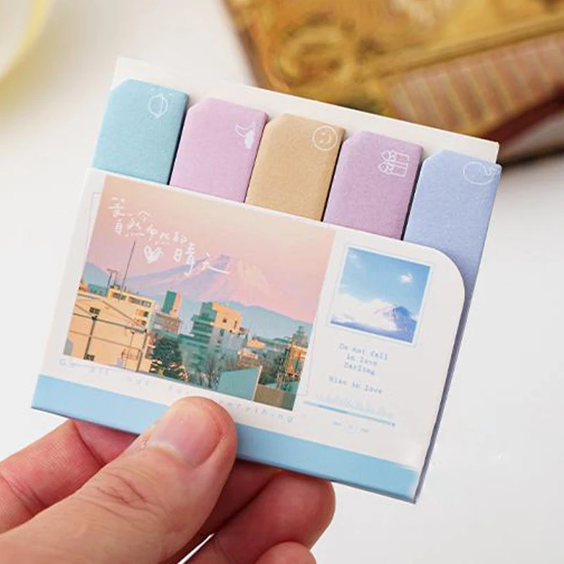 150PCS Korean Sticky Morandi Stickers Notebook Index Art Notebook Stickers Tag Bookmark School Office Supplies Stationery