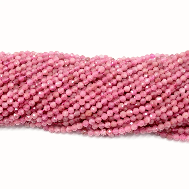 

Natural Pink Tourmaline Faceted Beads 2/3/4 MM Round Loose Strand Stone Beads For Jewelry Making Bracelets Necklace Accessories