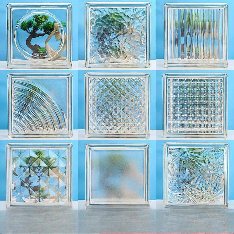 Ultra-white Ice Crystal Pattern Glass Brick Crystal Brick Transparent Bathroom Partition Wall Living Room Screen Hollow Glass So