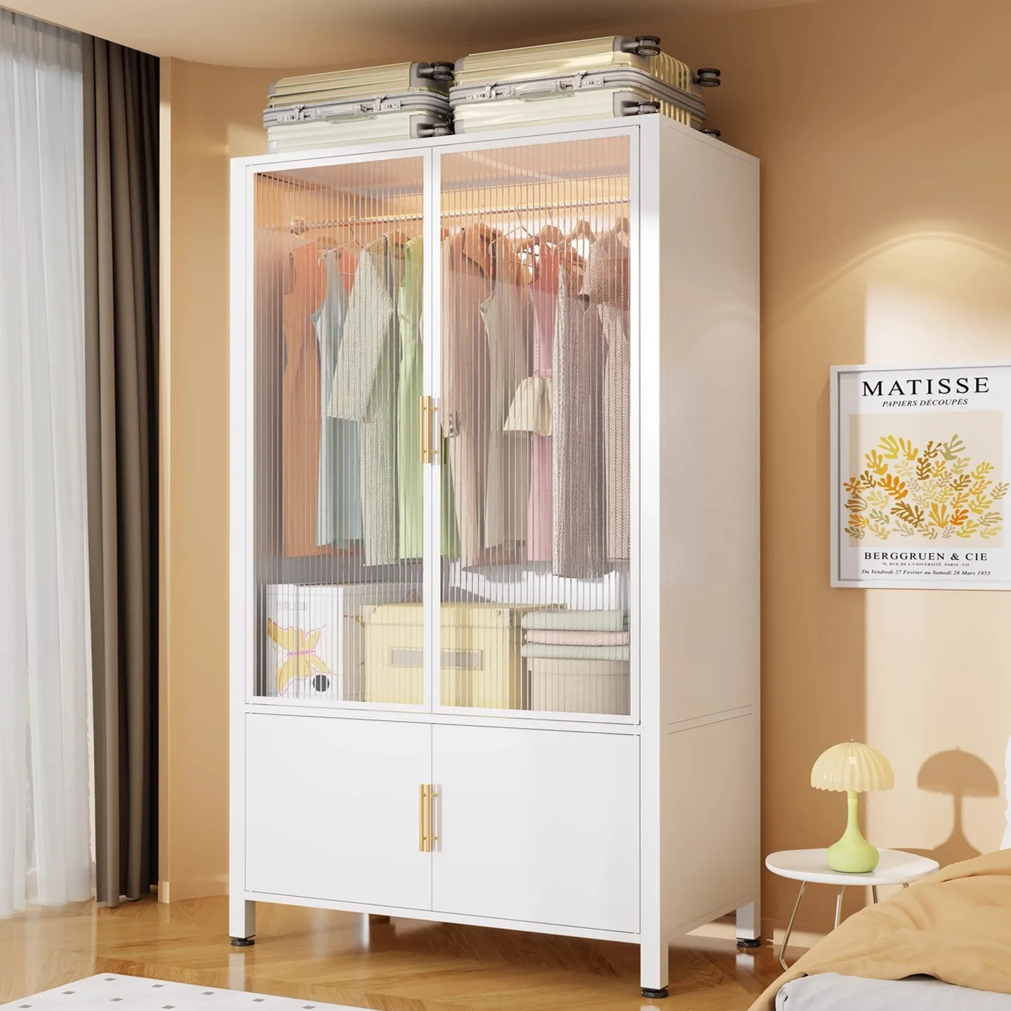 Factory Direct 2026 Top Rated Steel Wardrobe Bedroom Home Rental Dust Free Door Iron Metal Cloakroom