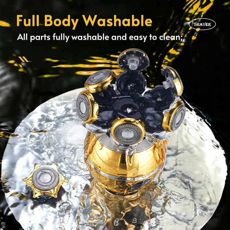 5-IN-1 7D العائمة شفرة ماكينة حلاقة كهربائية مع قاعدة شحن للرجال أداة تهذيب اللحية المقص قابلة للشحن أصلع رئيس الحلاقة الكهربائية