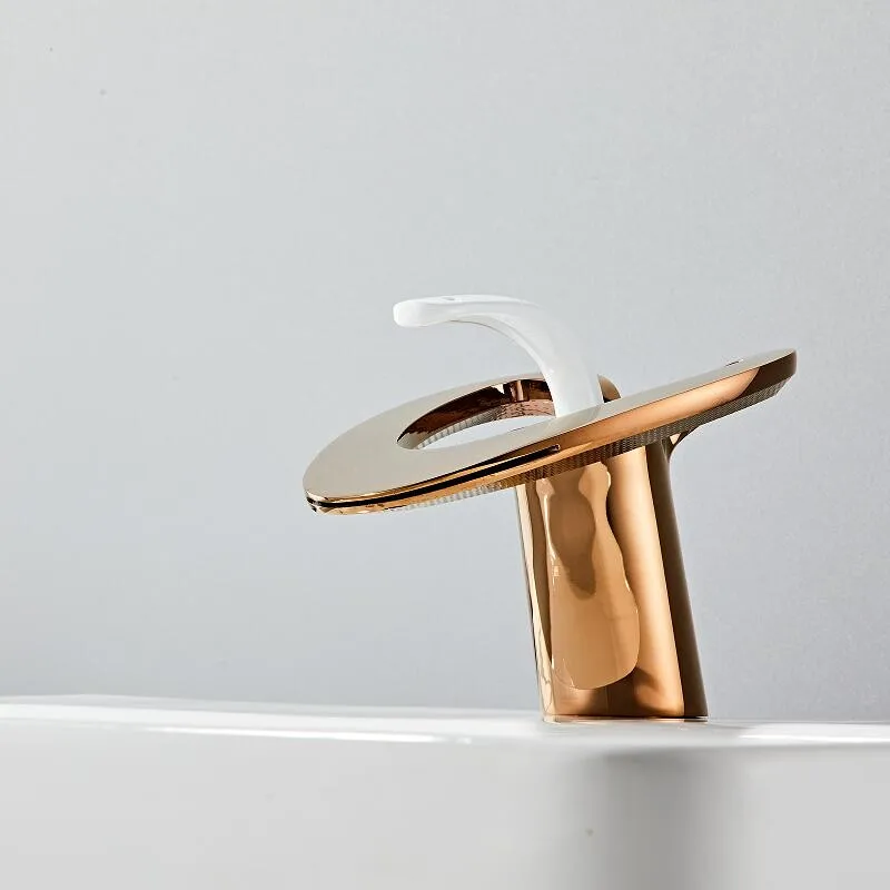 Rose Gold Bathroom Basin Faucet Black Bathroom Faucet Brass Creative Sink Mixer Tap Hot & Cold Waterfall Basin Faucet