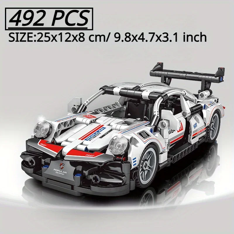 492pcs Technical Sport Racing Car, Model Building Block Toys, Pull Back Vehicle, Birthday Gifts