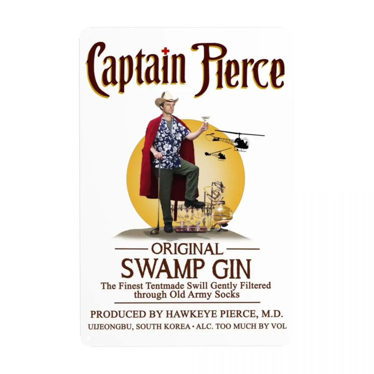 Retro Perforated Captain Swamp Gin Metal Sign Custom Tin Plaque Pub Man Cave Bar Decorative Art