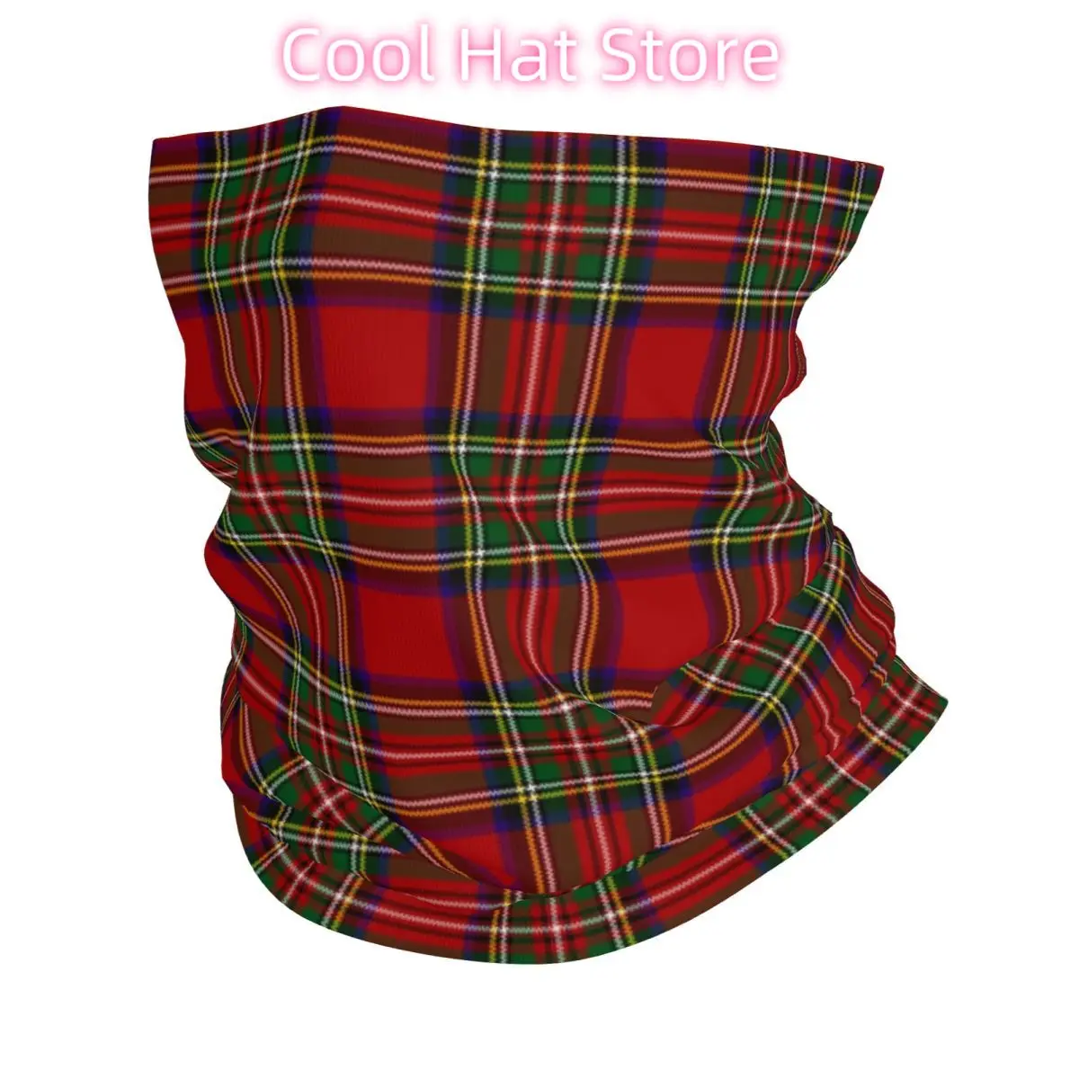 

Custom Red Tartan Stewart Clan Bandana Neck Warmer Women Men Winter Hiking Ski Scarf Gaiter Face Cover