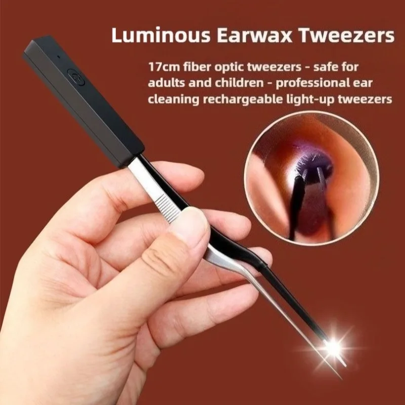 

Детский совок для ушей, светящийся пинцет для ушной серы, силиконовый усовершенствованный визуальный крючок Cerumen, зарядка, соскабливание ушей, профессиональные инструменты для ушей