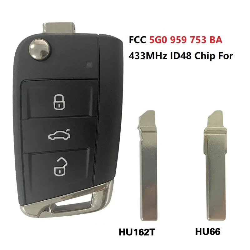 

Cn001068 original FCC 5g0 959 752 BA/5g0 959 752 BB auto smart remote 3B 433MHz id48 MQB chip flip car key for VW Tiguan Touran