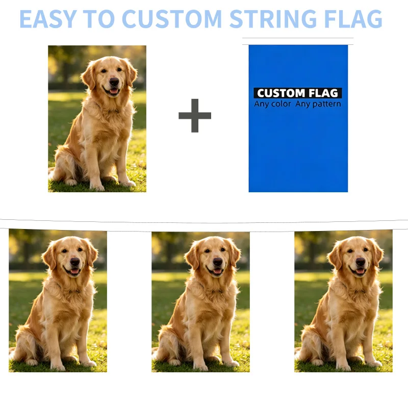 Custom Pulling Flags Stringing Flags with 20pcs Banners Per Set, Ideal for Competition Birthday Party, Wedding, Graduation Decor
