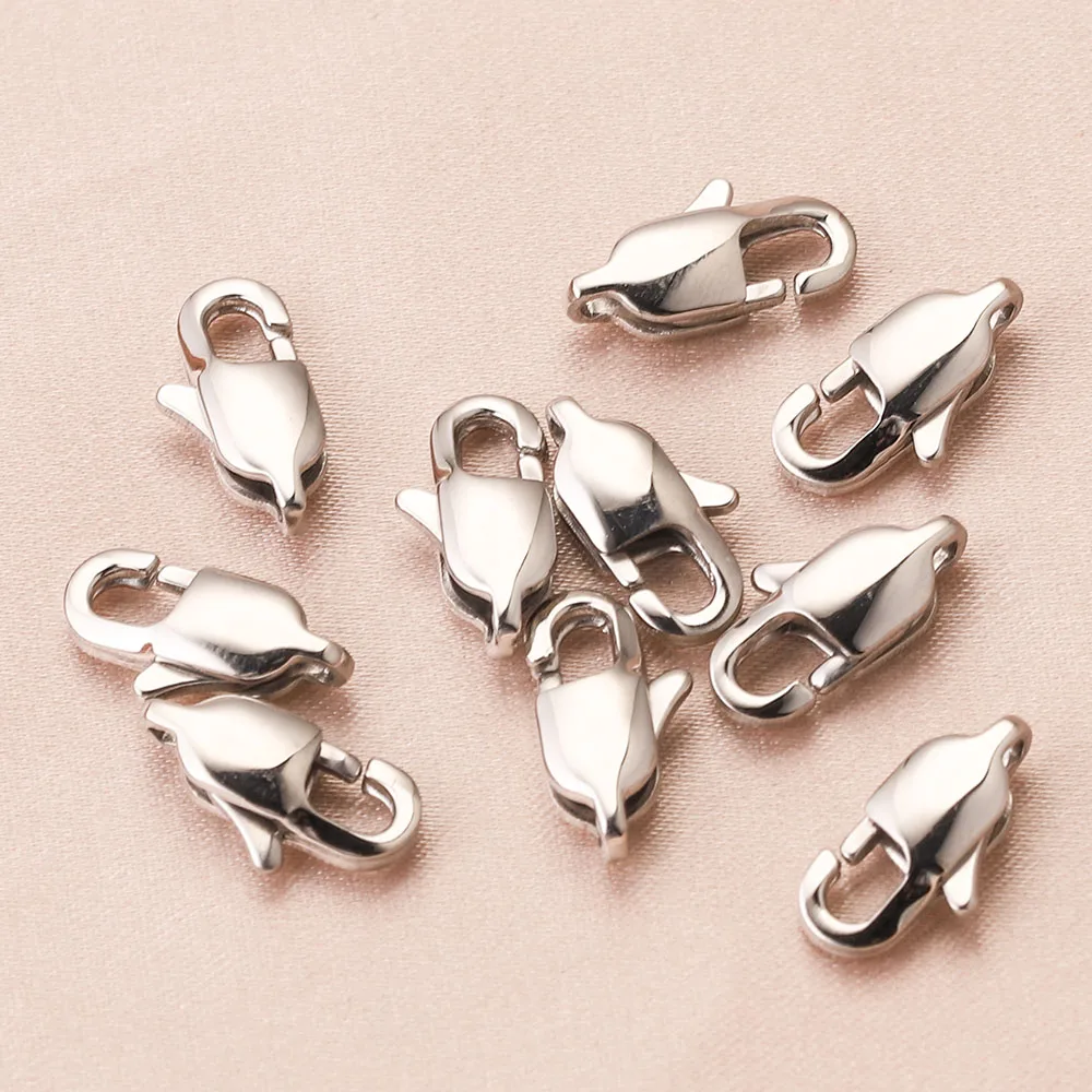 10pcs Lot Polishing Stainless Steel Lobster Clasps Hooks End Clasp Connectors for Bracelet DIY Necklace Jewelry Making Supplies