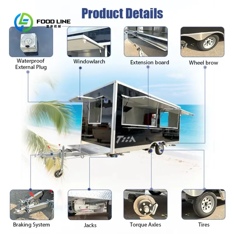 Reboque de caminhão de comida de sorvete móvel totalmente equipado comercial de luxo personalizado para venda na Europa