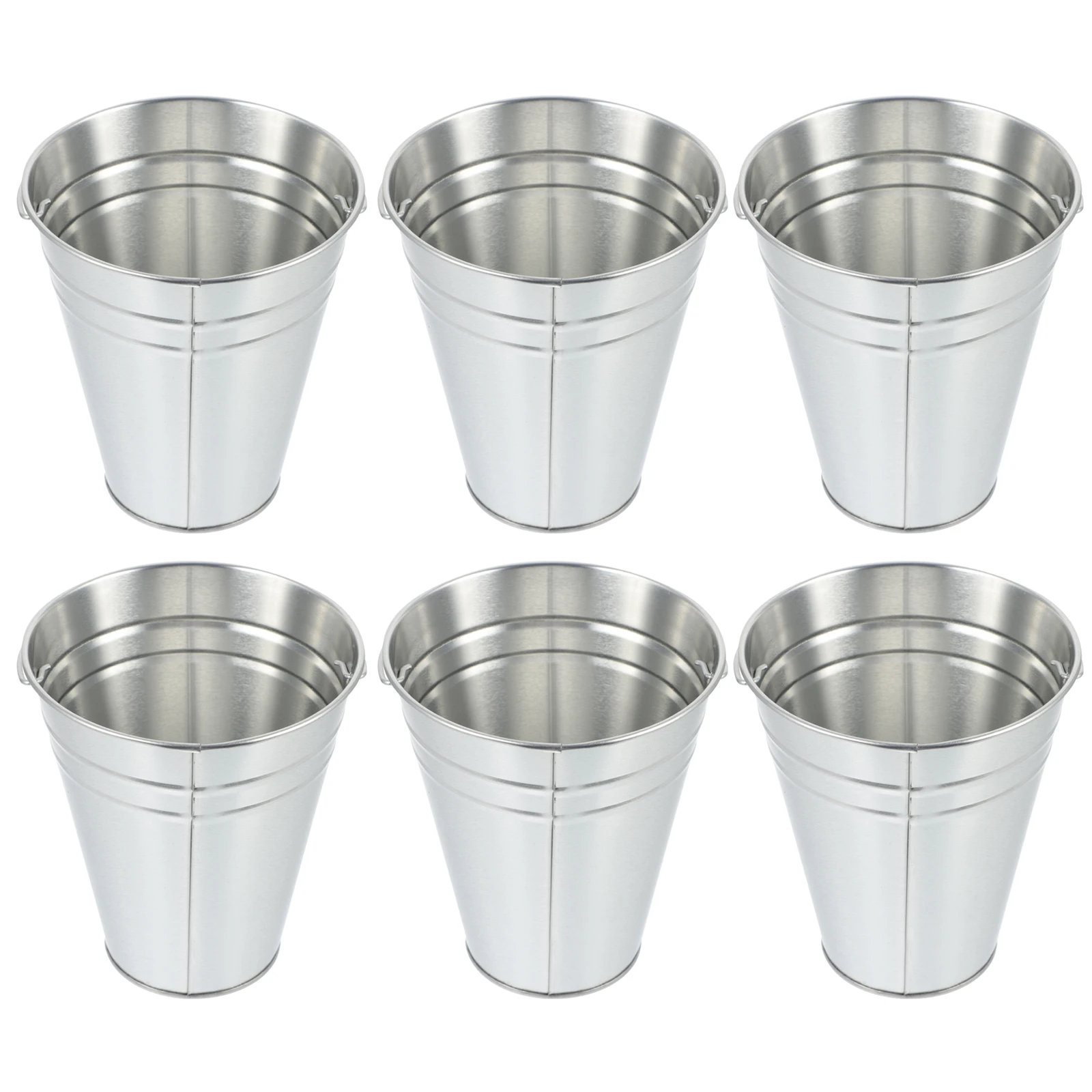 

6pcs Thickened Ice Buckets Beer Bar Ktv Tinplate Wine Drink Coolers Large Capacity Liquid Holders Cube Containers Silver