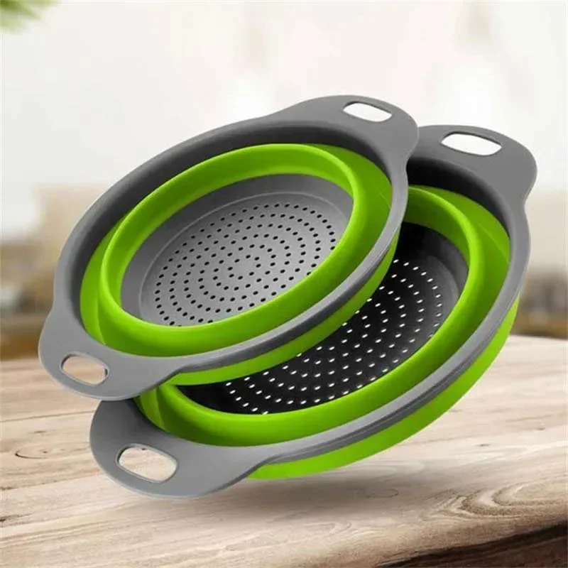 Home Kitchen Gadgets Tools Kitchenware Dish Drainer Vegetable Cleaning Basket Clean Foldable Kitchens Accessories Silica Gel Bar