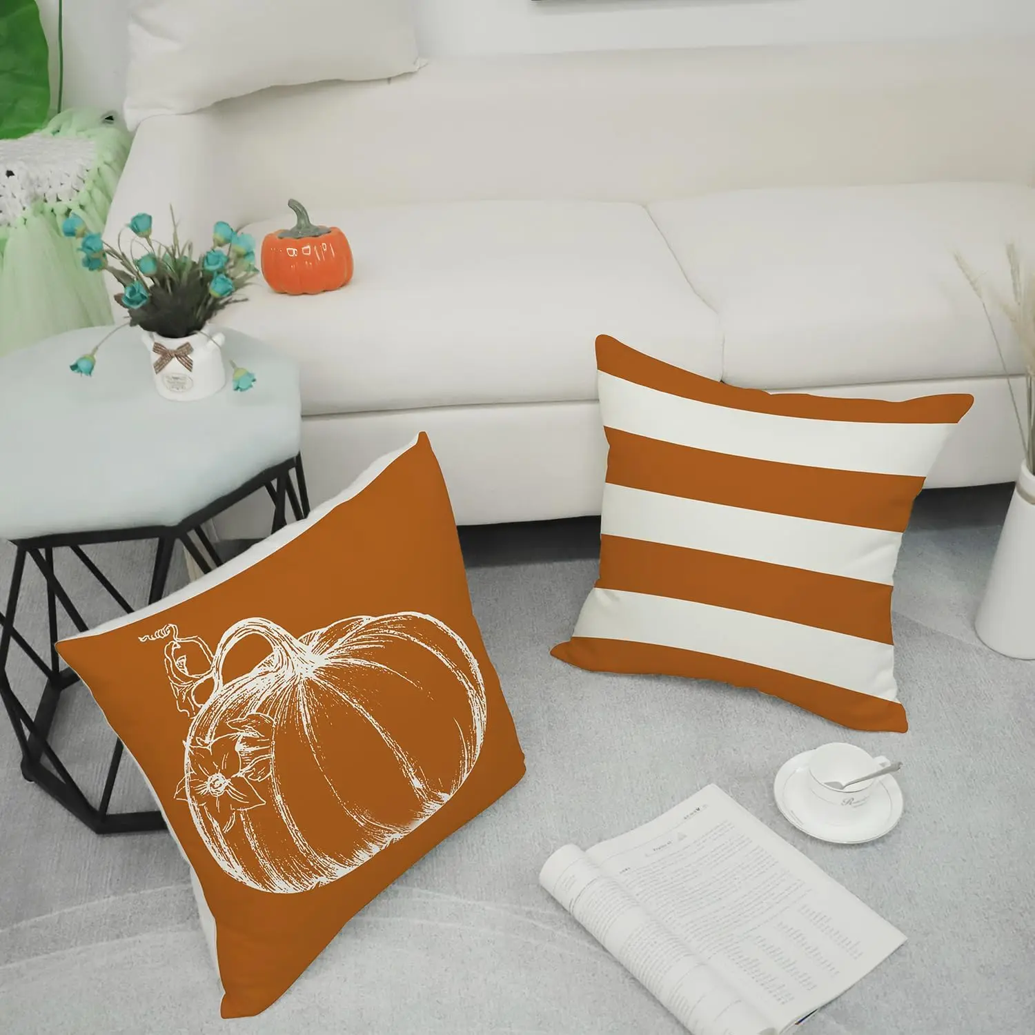 Herbst Kissen bezug Kürbis blatt gestreiftes Kissen Herbst dekoration Thanksgiving orange Kissen bezug Sofa Home Dekoration