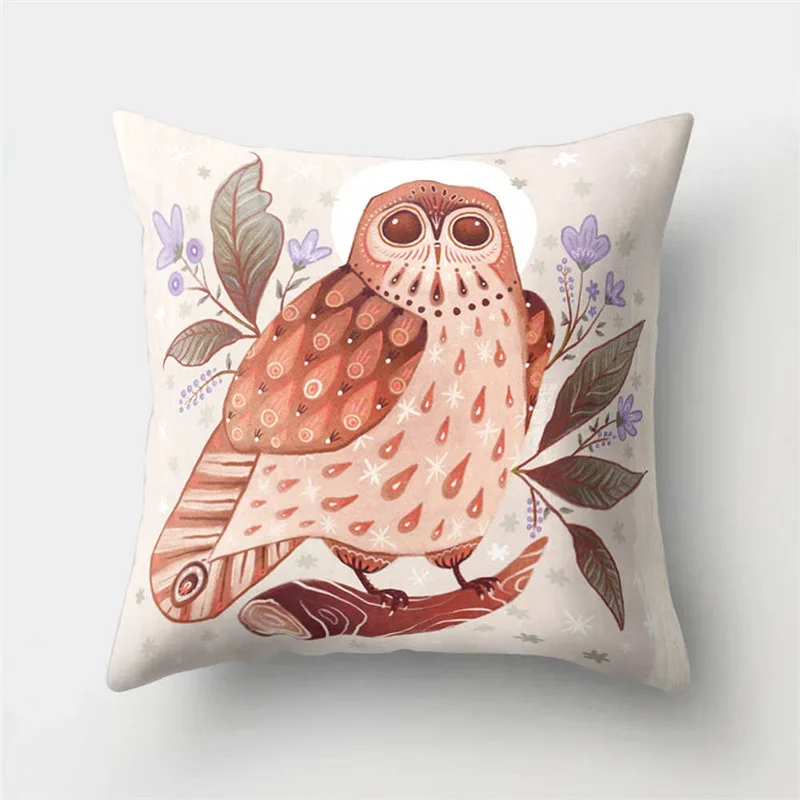 Cushion Cover pillowcase Sofa Decorative Pillowcase Cute Owl Pattern