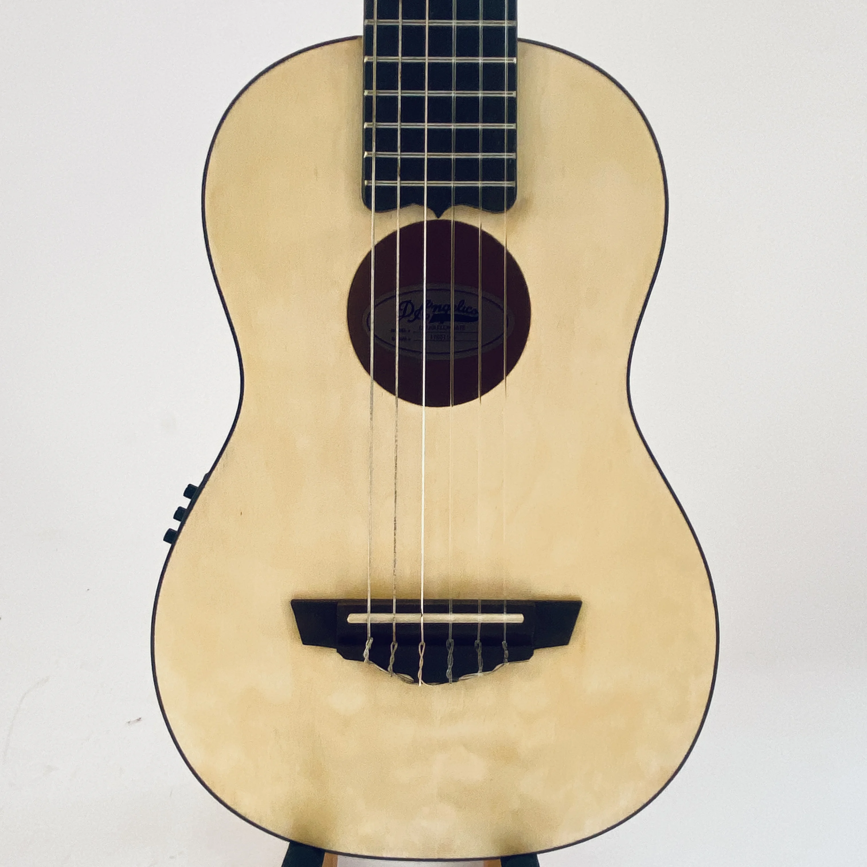 28'Classical Guitar Natural Quilted Maple Body Acoustic&Electric with Pickups-EQ Mini Nylon Strings Guitar Genuine D.Angelico