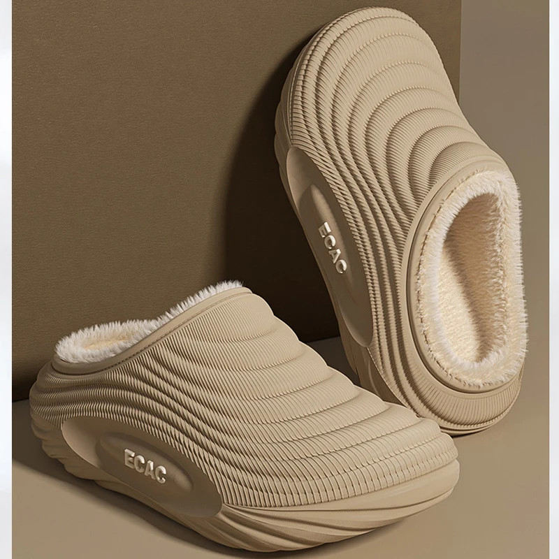 Home Fuzzy Slipper Women Fluffy Winter Warm Fur Plush Indoor Lazy Thermal Furry House Shoe Flat Flip Flop Ladies Slide Men Male view 4