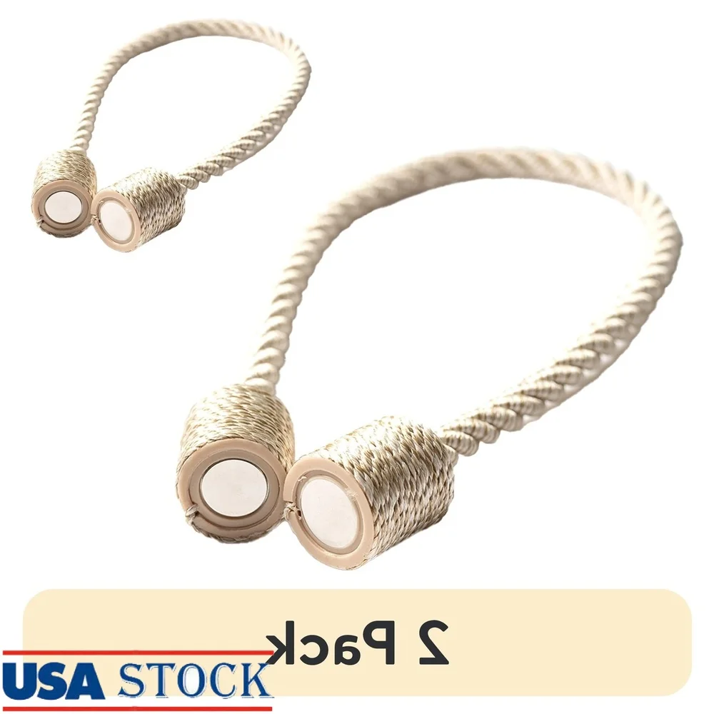 

2 Pack Magnetic Curtain Tiebacks 17.5 Inch Adjustable Decorative Drapery Holders Strong Magnet Easy Use Home Decoration