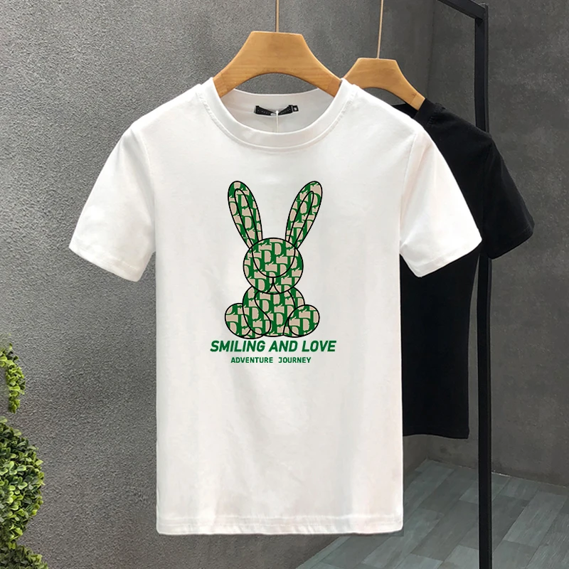 New Luxury Brand Rabbit 100% Cotton High Quality Print Couple Tees Summer Harajuku For Men/Women Short Sleeve T-shirt Asian Size