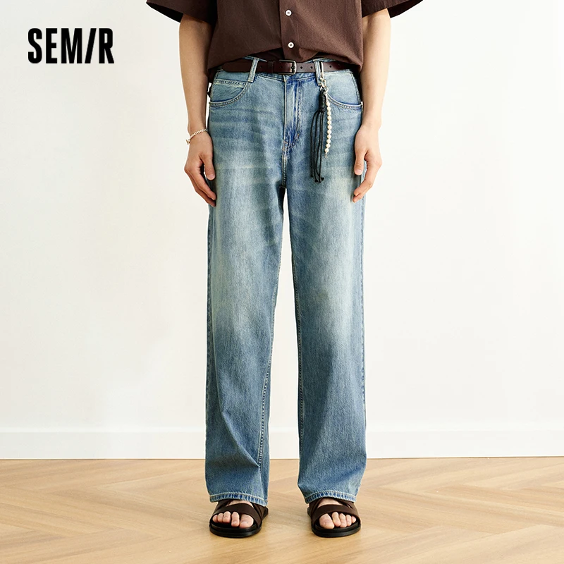 Jean Homme Semir Délavé 2026 Rétro Coupe Ample Droite Uni Style Urbain Décontracté Quotidien Doux Co