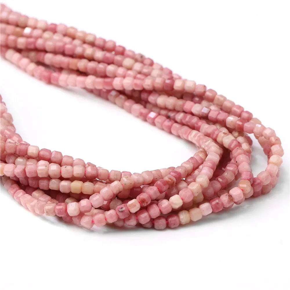2-3mm Natürliche Faceted Stein Platz Perle Rosa Rhodochrosit Lose Spacer Perlen für Schmuck DIY Machen Armband Zubehör 15''