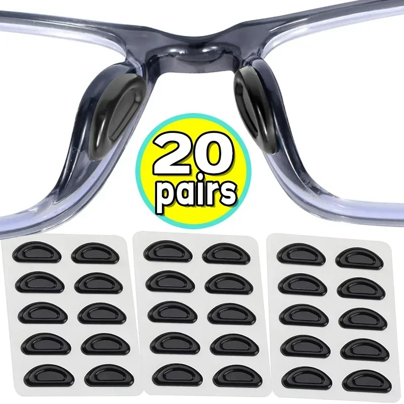 

5/20Pairs Adhesive Eye Glasses Nose Pads D Shape Stick on Anti-Slip Soft Silicone Adhesive Nose Pads Glasses Nose Pad Kit