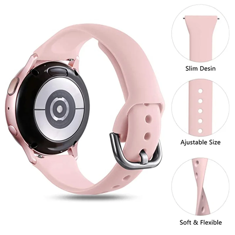 Slim Silicone Strap For Samsung Galaxy Watch 4/4 Classic 5 Active 2 44mm 40mm Band For Huawei Watch 3 GT 2 Pro Aamzfit GTR 3