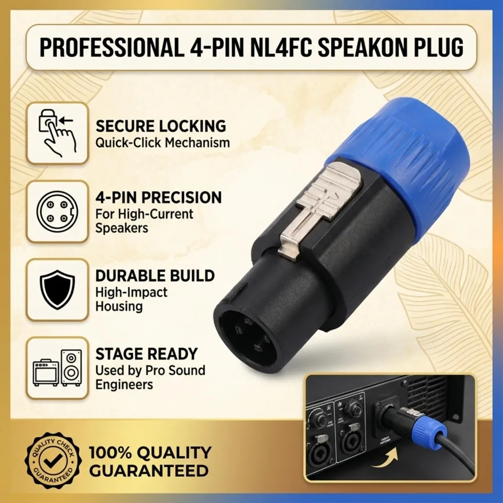 1-10Pcs 4-Pole 4Pin NL4FC Connector Ohm Plug Speaker Audio Cable Twist Lock Plug Adapter for Neutrik Speakon NL4FC NL4FX NL2FC